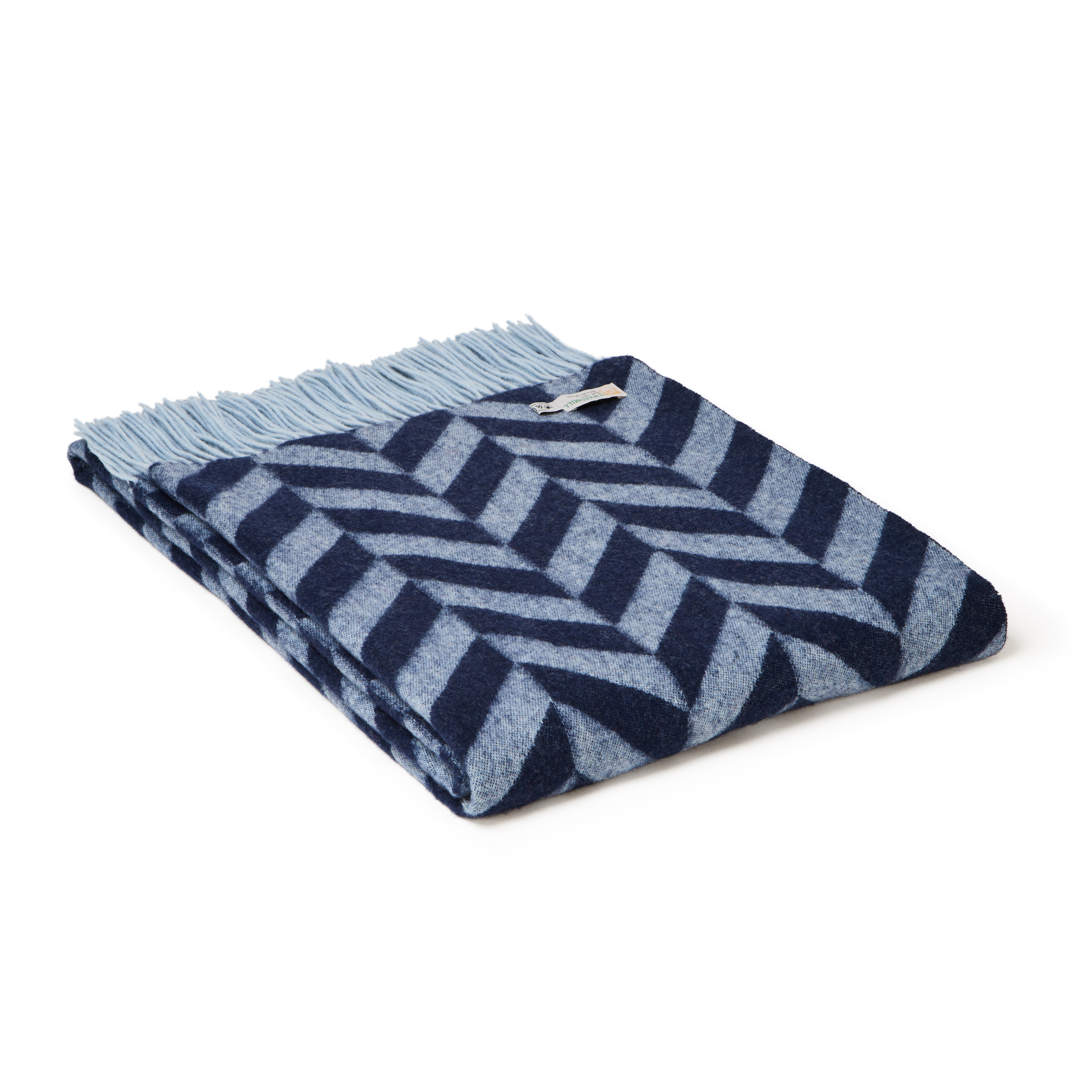 Deka z jehněčí vlny - Chunky Herringbone/Navy & Powder Blue