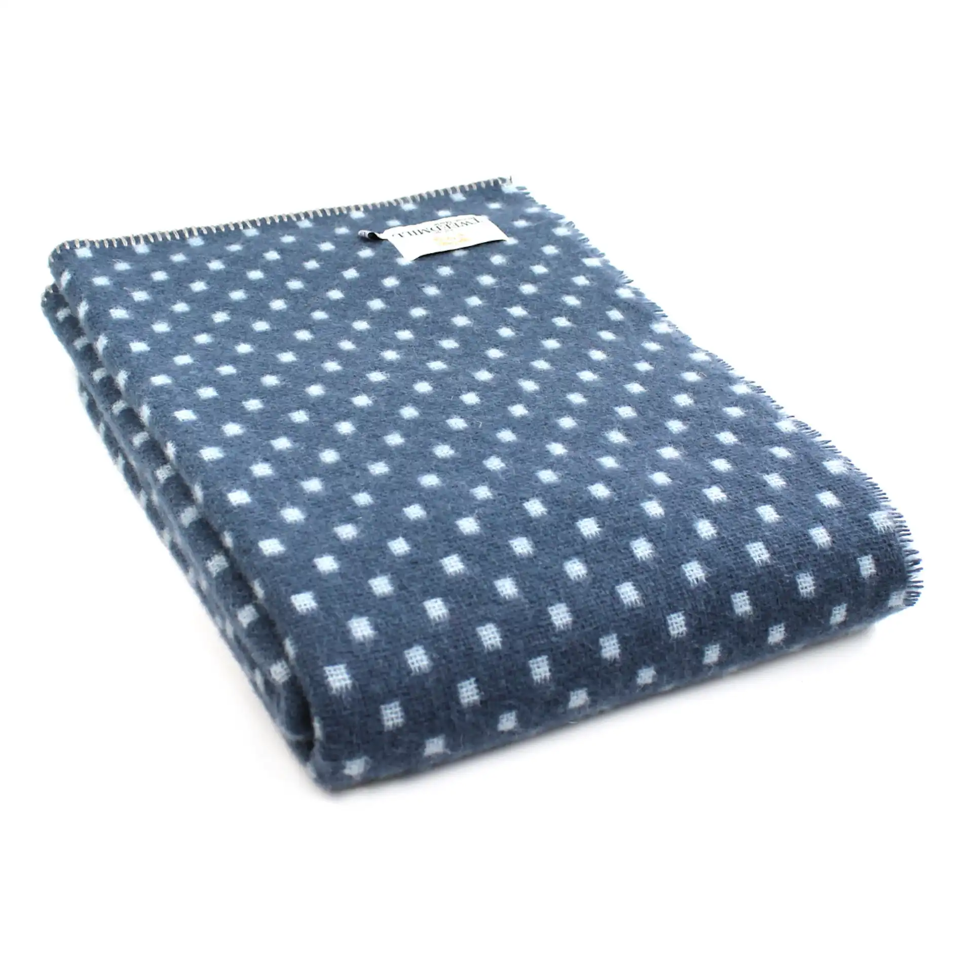 Deka z čisté vlny - Dot with a Blanket Stitch Edge/Blue Slate & Duck Egg
