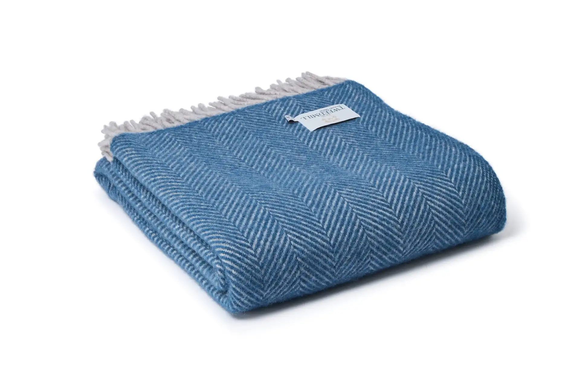 Deka z čisté vlny - Herringbone/Teal & Hazel