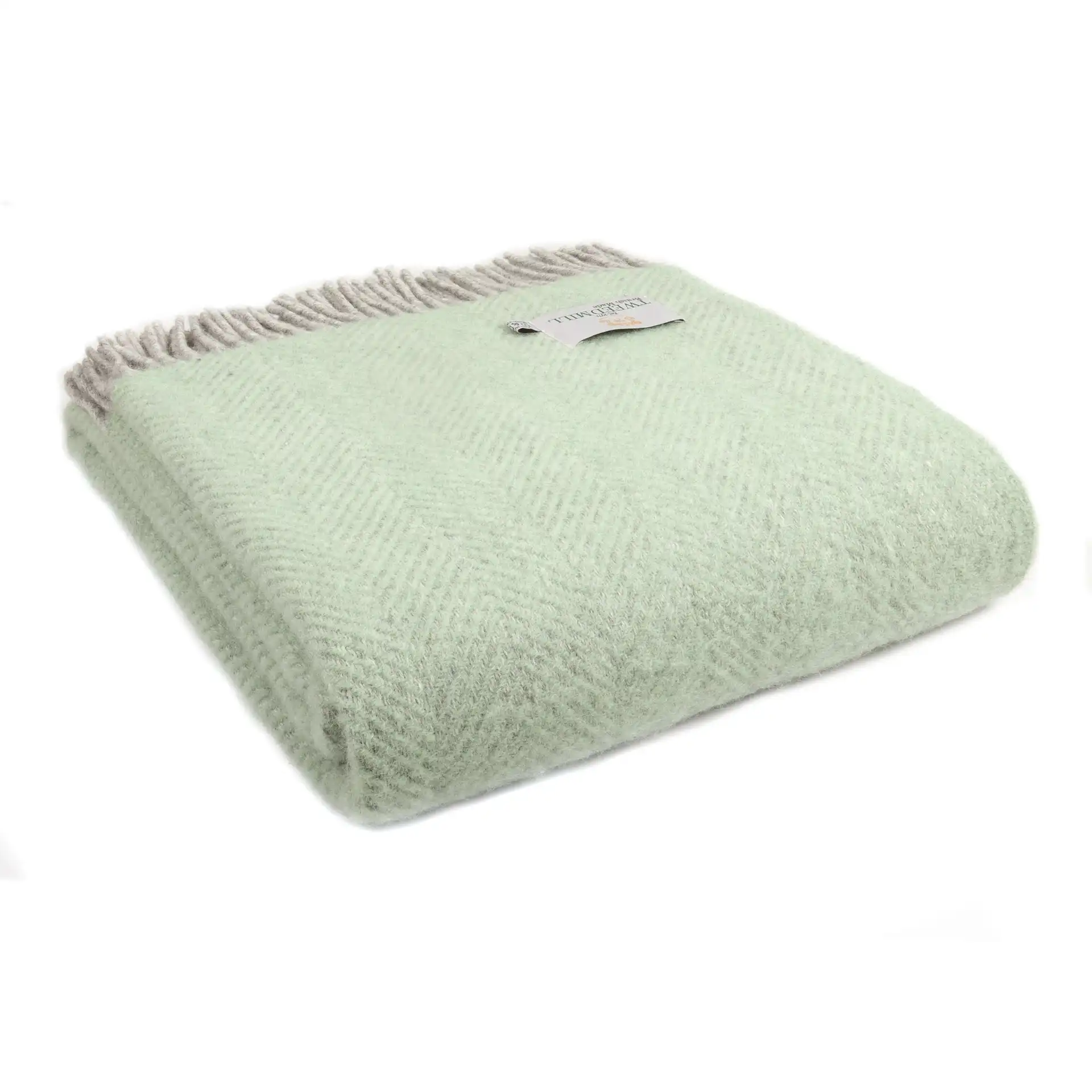 Deka z čisté vlny - 70x183cm - Herringbone/Silver Grey & Laurel Green