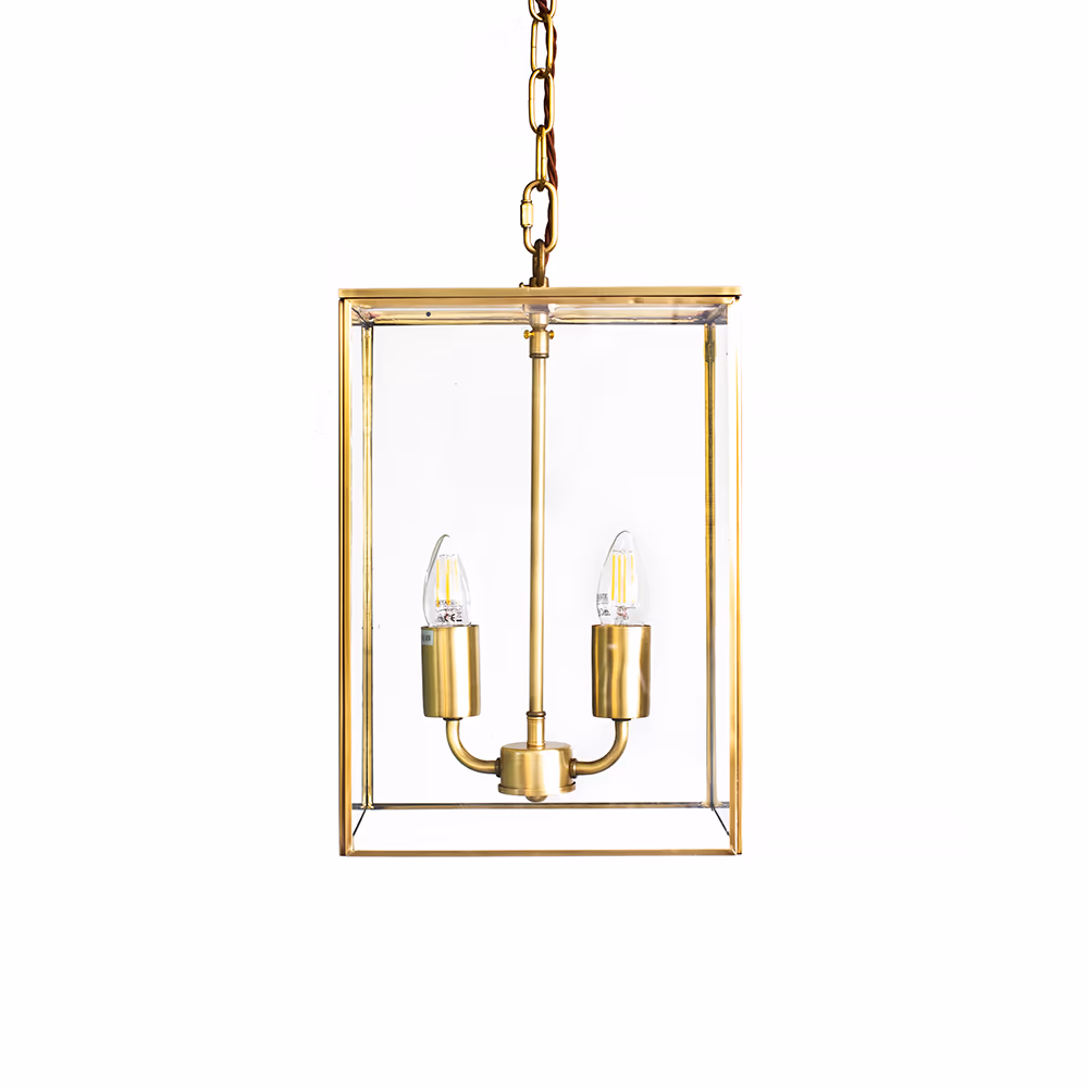 London Lantern Pendant Crossbar Small Brass